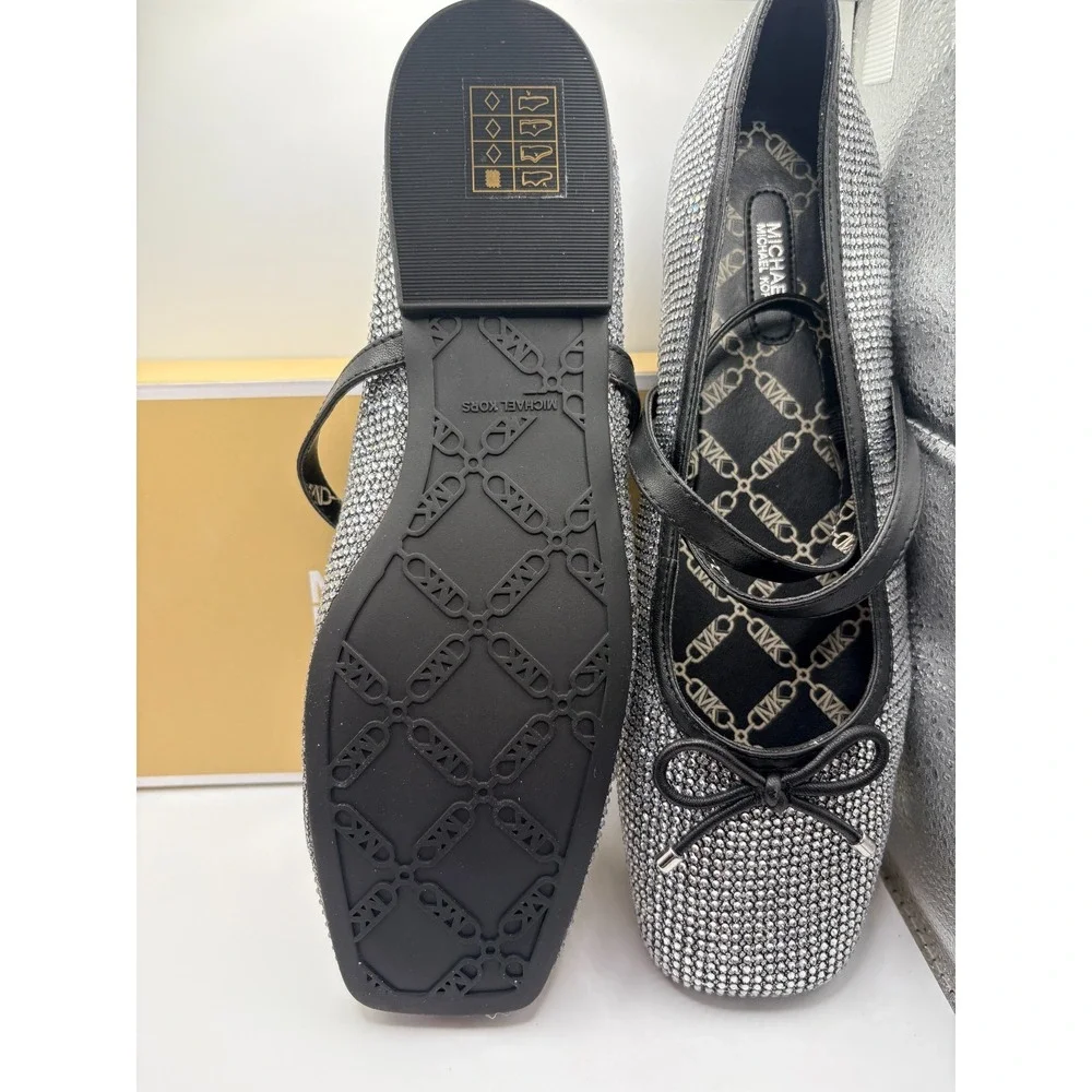 Michael Kors Collette Flex Ballet Glitter CHN MSH with Rhinestones Sz 8.5M